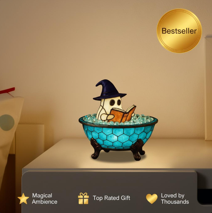 Magical Reading Ghost Lamp - Whimsical Halloween Décor