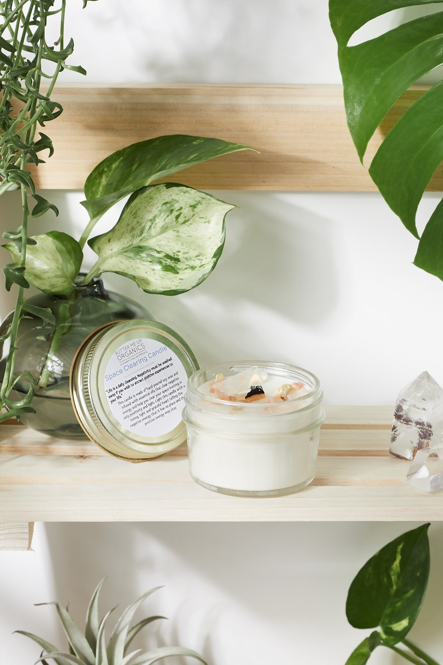 Energy Reset Ritual Candle - Space Clearing with Palo Santo & Crystals