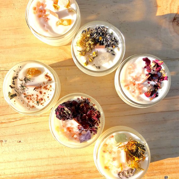 Energy Reset Ritual Candle - Space Clearing with Palo Santo & Crystals