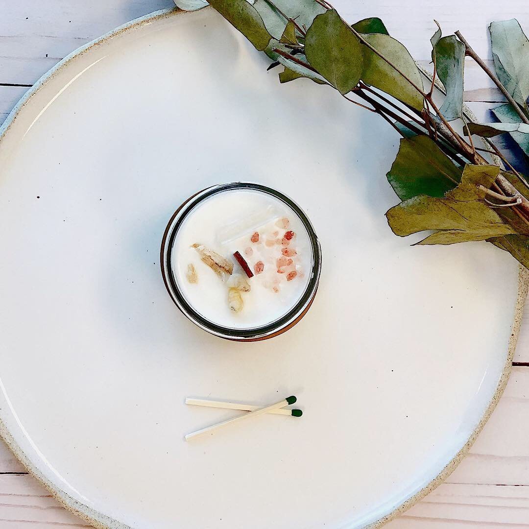 Energy Reset Ritual Candle - Space Clearing with Palo Santo & Crystals