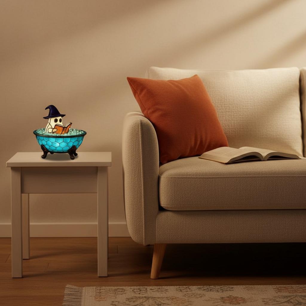 Magical Reading Ghost Lamp - Whimsical Halloween Décor