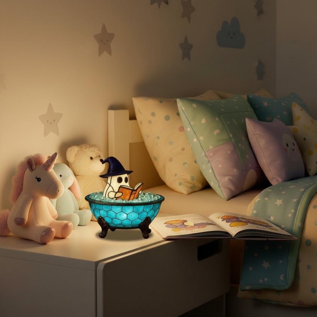 Magical Reading Ghost Lamp - Whimsical Halloween Décor