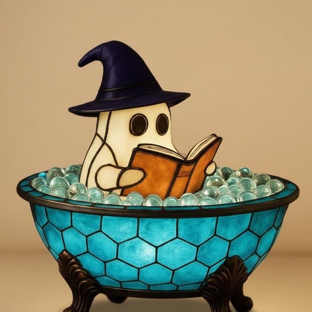 Magical Reading Ghost Lamp - Whimsical Halloween Décor