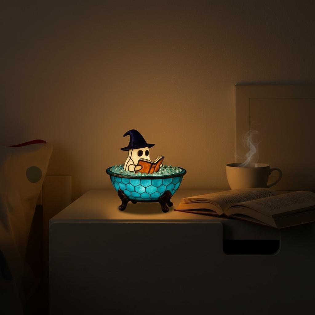 Magical Reading Ghost Lamp - Whimsical Halloween Décor