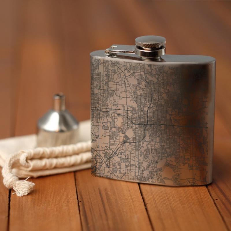 Magic City Flask - Orlando Topographic Map Hip Flask