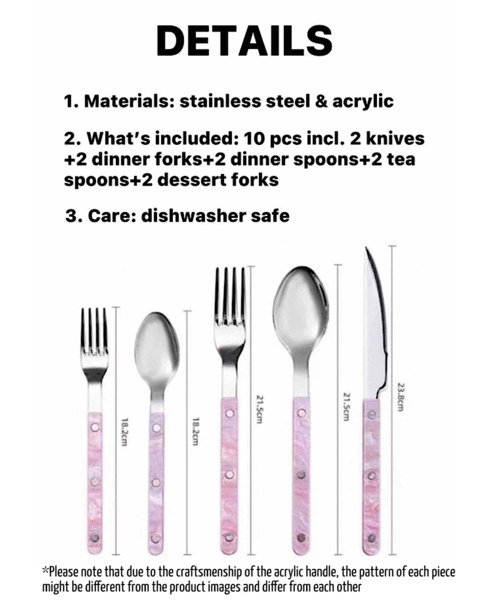 Australian-Inspired Pinky Flatware Set - 10-Piece Elegant Collection