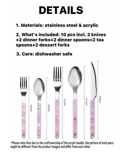 Australian-Inspired Pinky Flatware Set - 10-Piece Elegant Collection