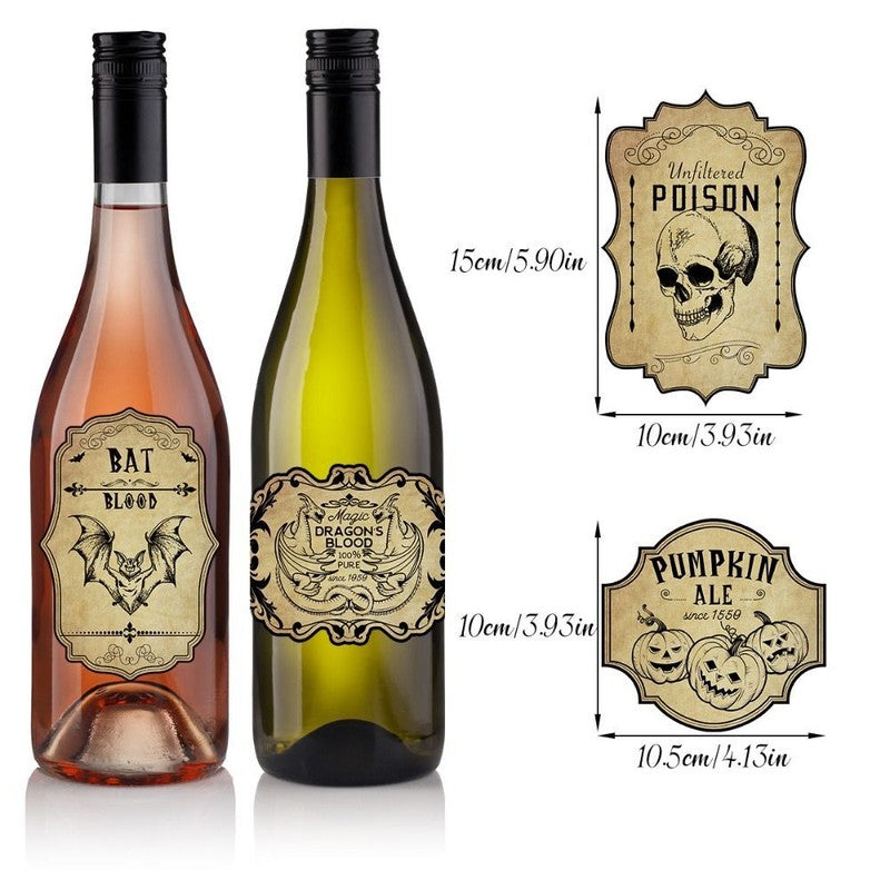 Vintage Halloween Potion Bottle Labels - Gothic Decal Set