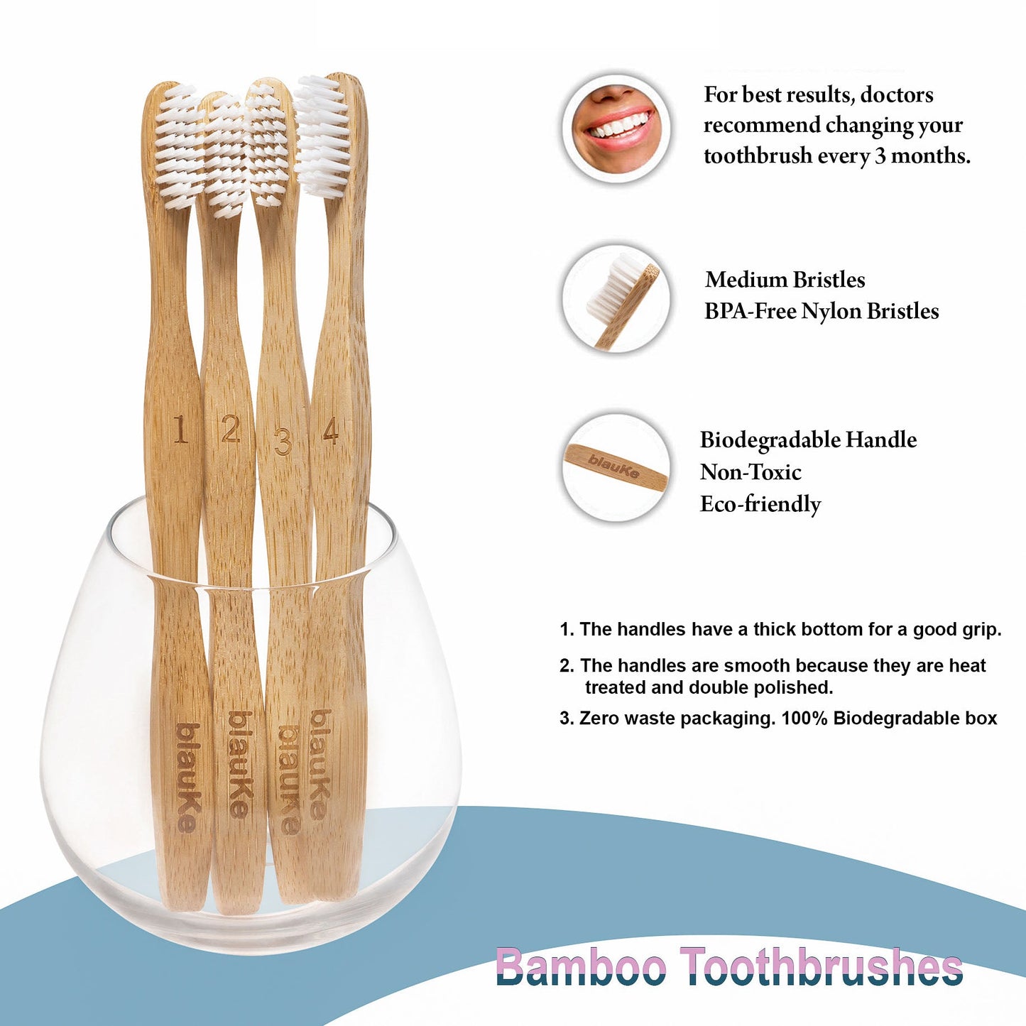 Planet-Saving Bamboo Toothbrush Set - 4-Pack Family Collection