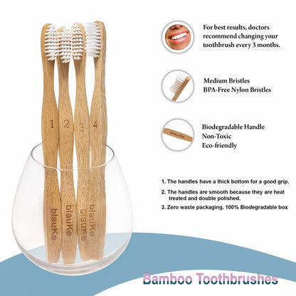 Planet-Saving Bamboo Toothbrush Set - 4-Pack Family Collection