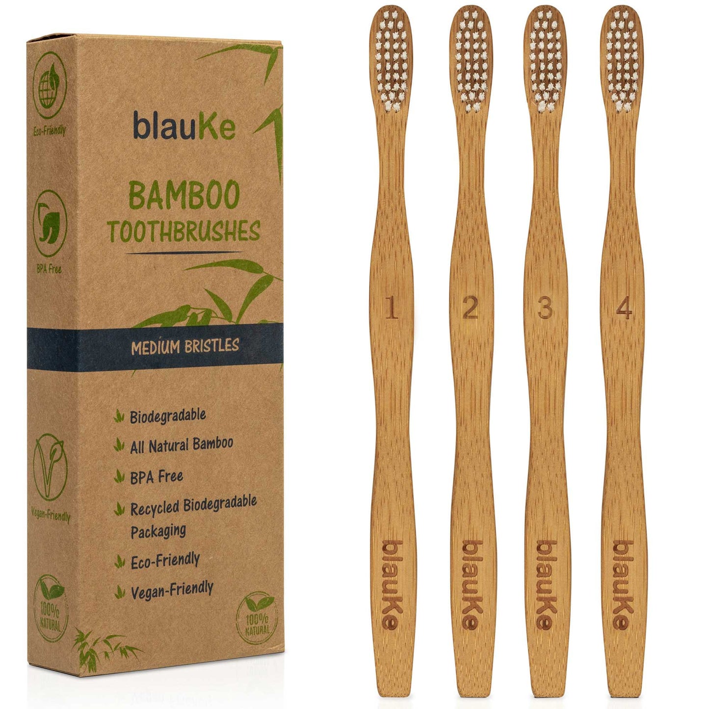 Planet-Saving Bamboo Toothbrush Set - 4-Pack Family Collection