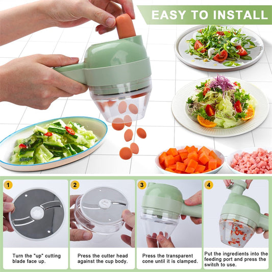 Lightning-Fast Veggie Slicer - 4-in-1 Electric Kitchen Tool