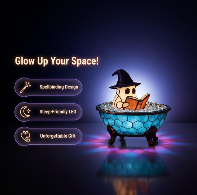 Magical Reading Ghost Lamp - Whimsical Halloween Décor