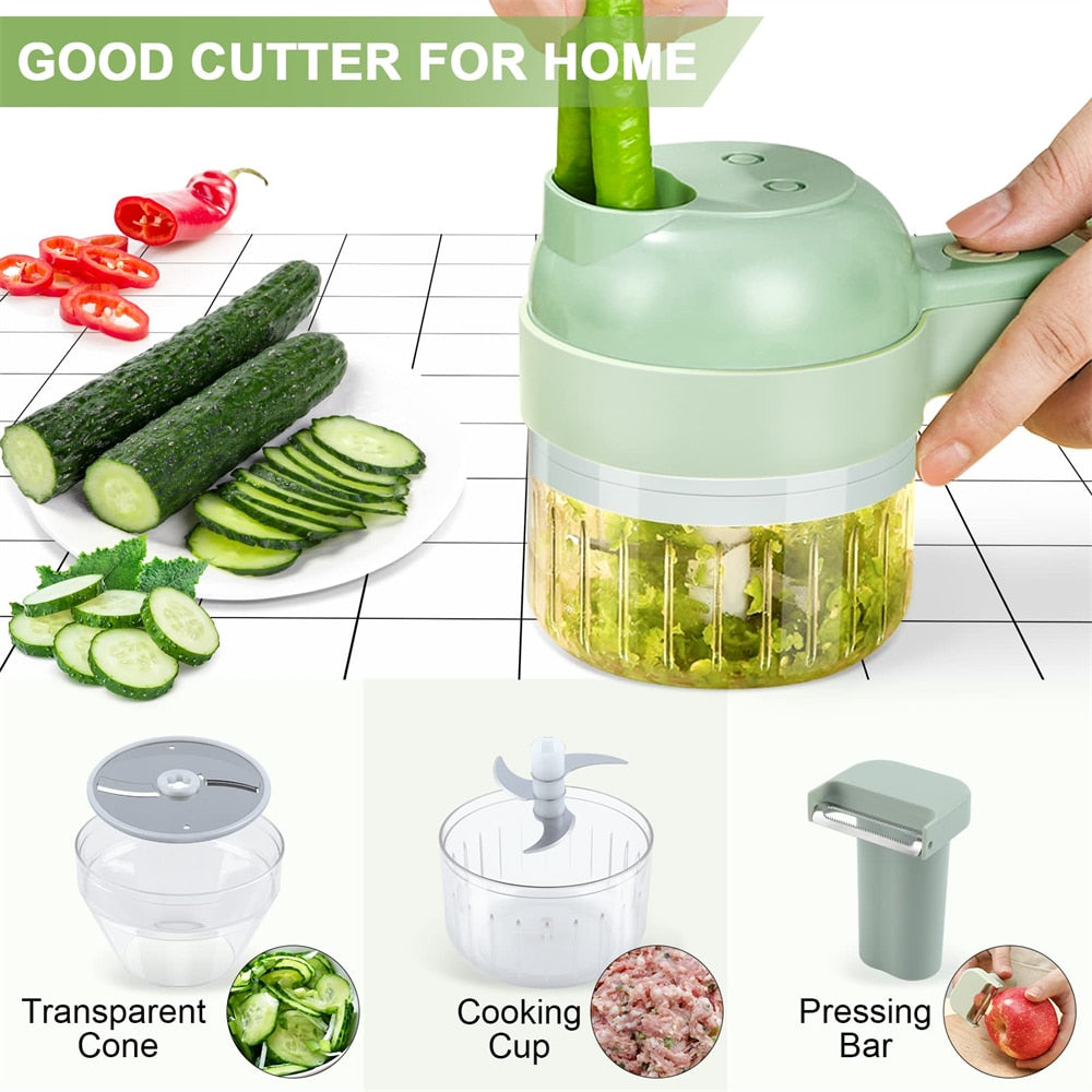Lightning-Fast Veggie Slicer - 4-in-1 Electric Kitchen Tool