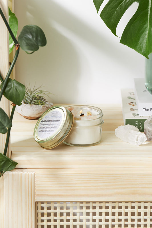 Energy Reset Ritual Candle - Space Clearing with Palo Santo & Crystals