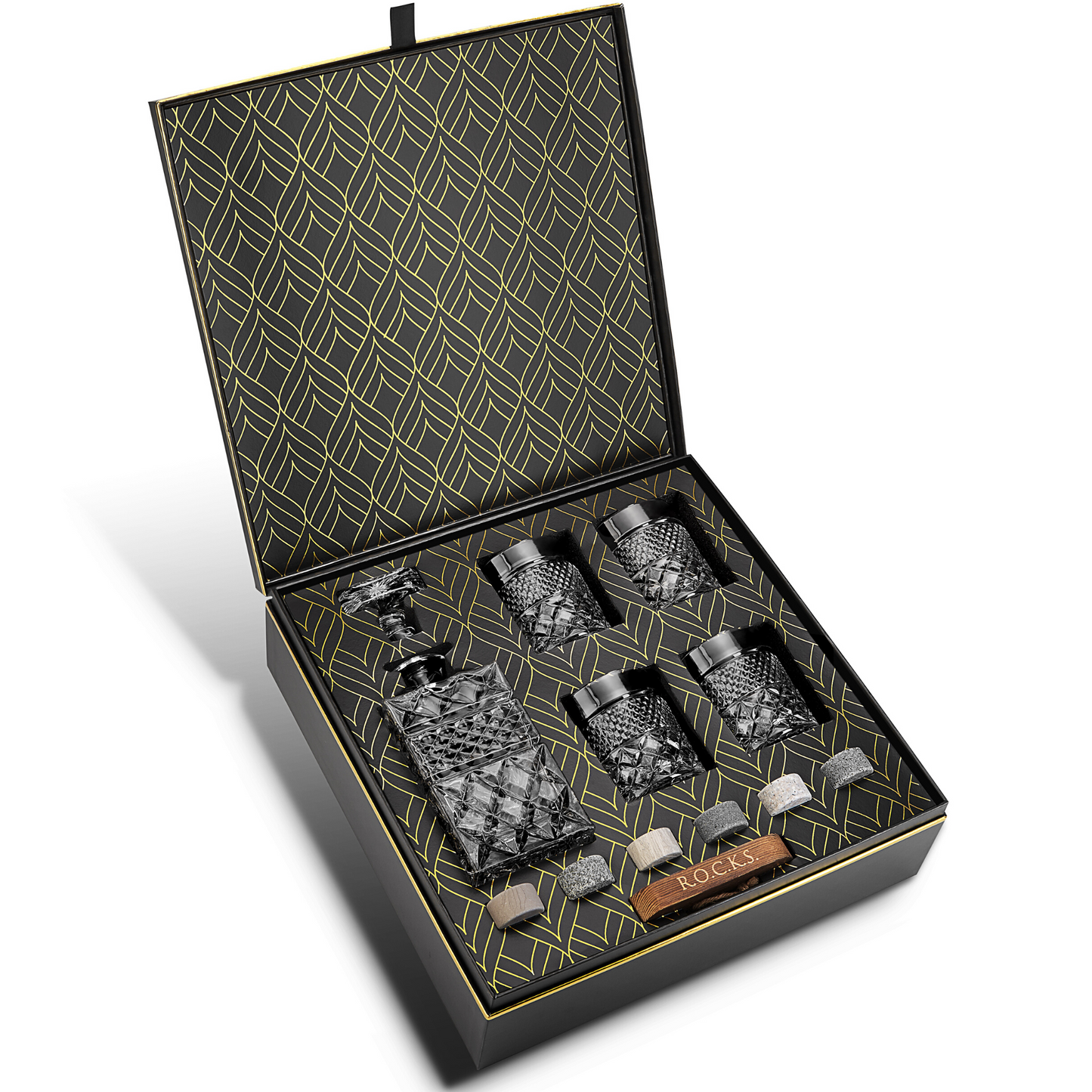Sophisticated Whiskey Lover's Gift Set - Crystal Decanter & Stones
