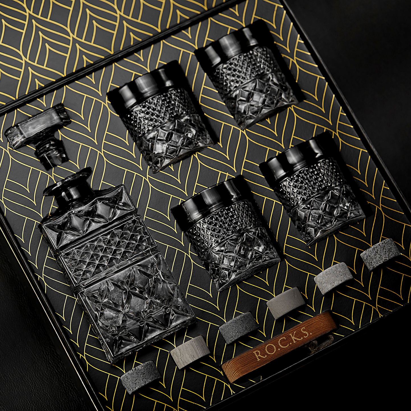 Sophisticated Whiskey Lover's Gift Set - Crystal Decanter & Stones