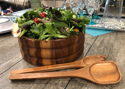 Premium Wood Salad Bowl & Server Set - Restaurant-Quality Presentation