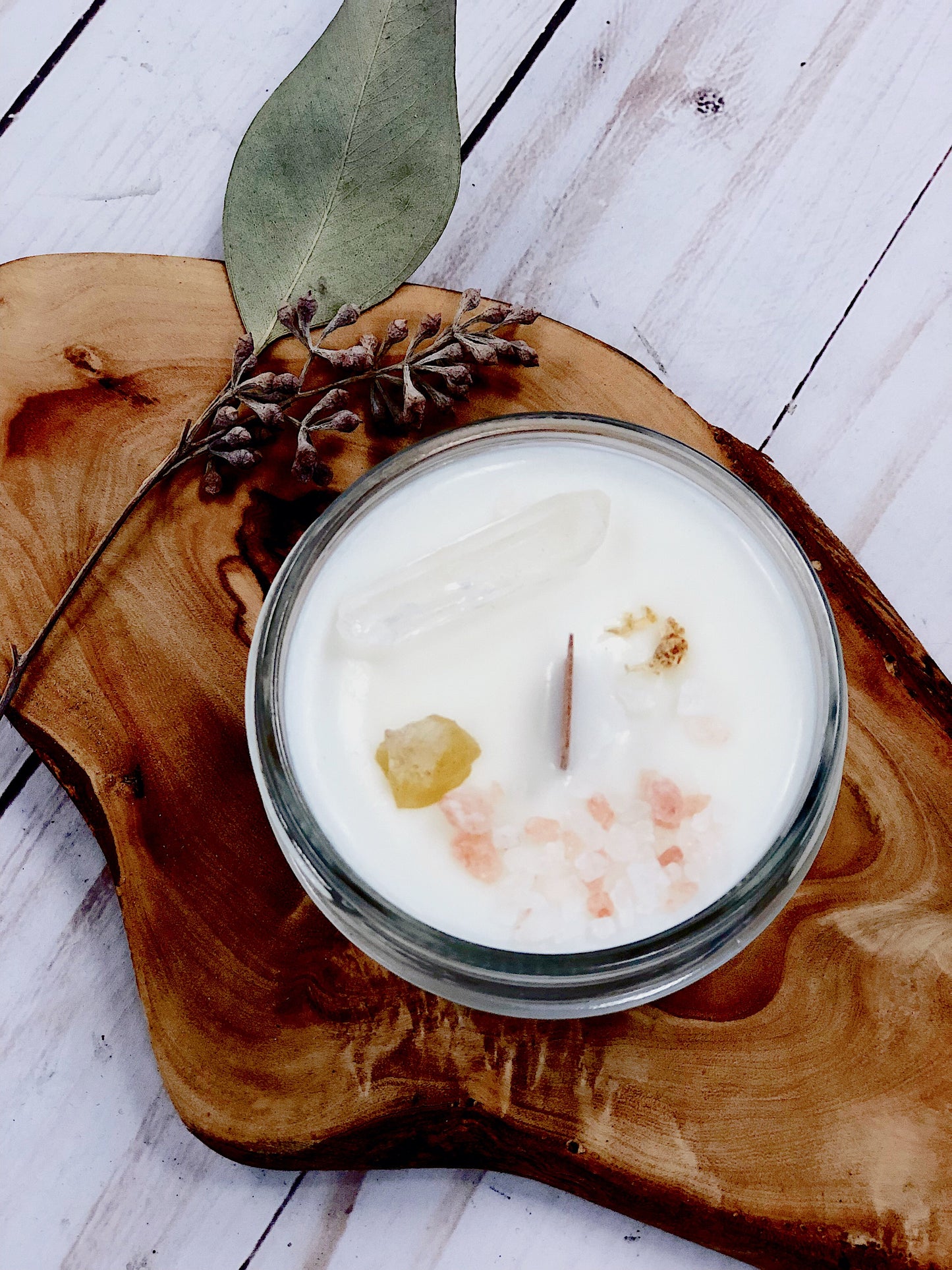 Energy Reset Ritual Candle - Space Clearing with Palo Santo & Crystals